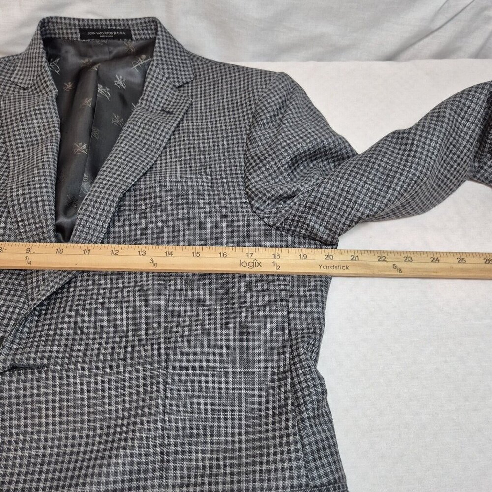 John Varvatos Star Bleecker sport coat Size 40 R gray check jacket 100% wool (37 - Picture 14 of 16